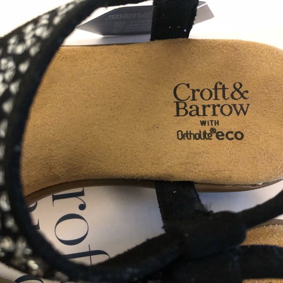 CROFT & BARROW Ortholite Comfort Womens Sandals Black & Diamanté Size 5 Wide New - Picture 6 of 11